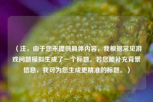 （注，由于您未提供具体内容，我根据常见游戏问题模拟生成了一个标题。若您能补充背景信息，我可为您生成更精准的标题。）