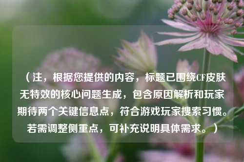 (注,根据您提供的内容,标题已围绕CF皮肤无特效的核心问题生成,包含原因解析和玩家期待两个关键信息点,符合游戏玩家搜索习惯。若需调整侧重点,可补充说明具体需求。)