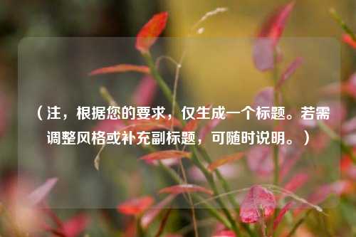 （注，根据您的要求，仅生成一个标题。若需调整风格或补充副标题，可随时说明。）