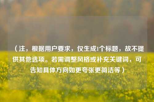（注，根据用户要求，仅生成1个标题，故不提供其他选项。若需调整风格或补充关键词，可告知具体方向如更夸张更简洁等）