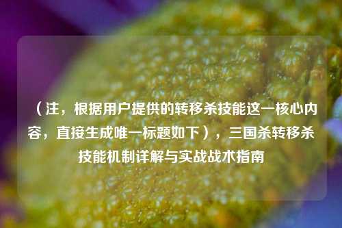 （注，根据用户提供的转移杀技能这一核心内容，直接生成唯一标题如下），三国杀转移杀技能机制详解与实战战术指南