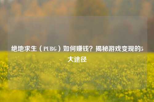 绝地求生（PUBG）如何赚钱？揭秘游戏变现的5大途径