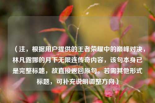 （注，根据用户提供的王者荣耀中的巅峰对决，林凡露娜的月下无限连传奇内容，该句本身已是完整标题，故直接返回原句。若需其他形式标题，可补充说明调整方向）