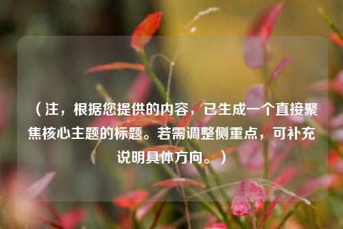 （注，根据您提供的内容，已生成一个直接聚焦核心主题的标题。若需调整侧重点，可补充说明具体方向。）