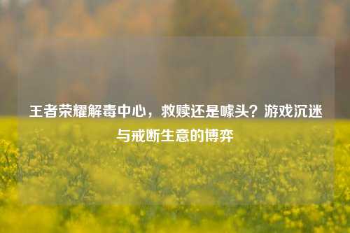 王者荣耀解毒中心，救赎还是噱头？游戏沉迷与戒断生意的博弈