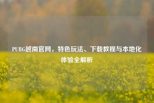PUBG越南官网，特色玩法、下载教程与本地化体验全解析