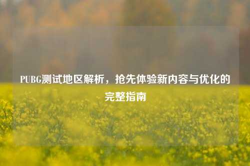 PUBG测试地区解析，抢先体验新内容与优化的完整指南