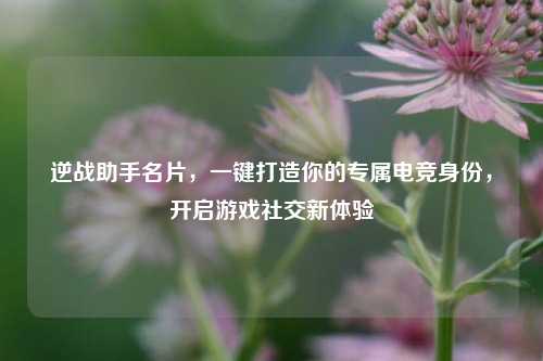 逆战助手名片，一键打造你的专属电竞身份，开启游戏社交新体验