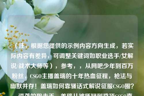 (注,根据您提供的示例内容方向生成,若实际内容有差异,可调整关键词如职业选手/女解说/战术***等),参考,,从网吧少年到百万粉丝,CSGO主播盖瑞的十年热血征程,枪法与幽默并存!盖瑞如何靠骚话式解说征服CSGO圈?,逆袭的狙击手,盖瑞从被质疑到登顶CSGO直播界的幕后故事,(如需更精准标题,请提供具体细节如转折点、标志性事件等)