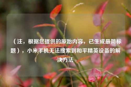 （注，根据您提供的原始内容，已生成最简标题），小米手机无法搜索到和平精英设备的解决 *** 