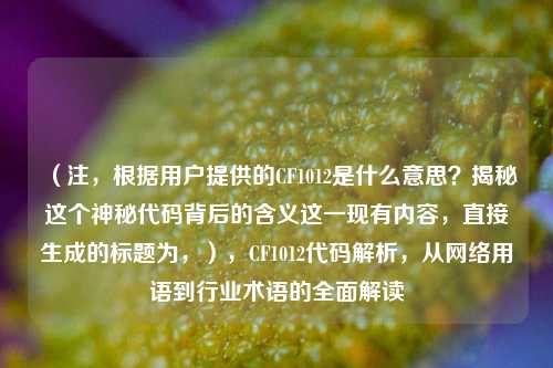 （注，根据用户提供的CF1012是什么意思？揭秘这个神秘代码背后的含义这一现有内容，直接生成的标题为，），CF1012代码解析，从 *** 用语到行业术语的全面解读