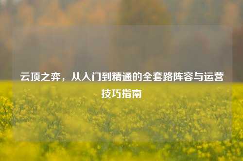 云顶之弈，从入门到精通的 *** 路阵容与运营技巧指南