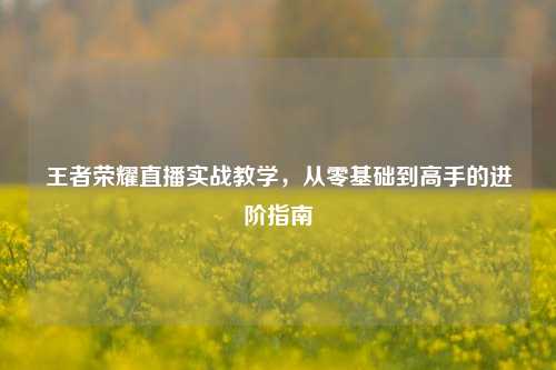 王者荣耀直播实战教学，从零基础到高手的进阶指南