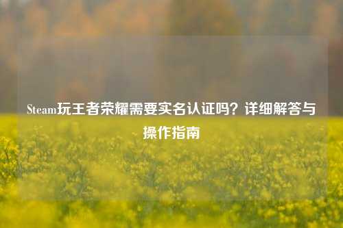 Steam玩王者荣耀需要实名认证吗？详细解答与操作指南