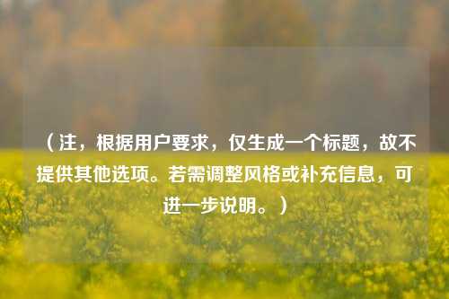 （注，根据用户要求，仅生成一个标题，故不提供其他选项。若需调整风格或补充信息，可进一步说明。）