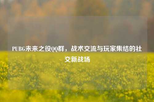 PUBG未来之役 *** 群，战术交流与玩家集结的社交新战场