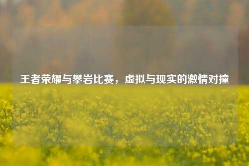 王者荣耀与攀岩比赛，虚拟与现实的***对撞