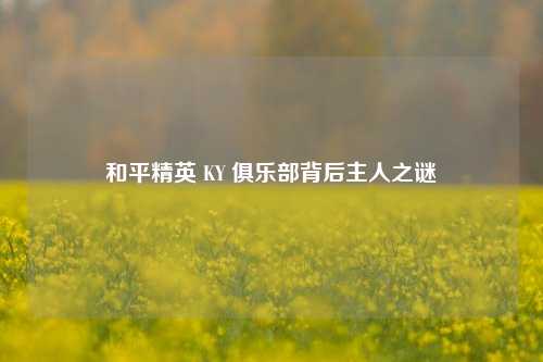 和平精英 KY 俱乐部背后主人之谜