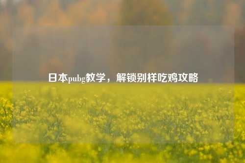 日本pubg教学，解锁别样吃鸡攻略
