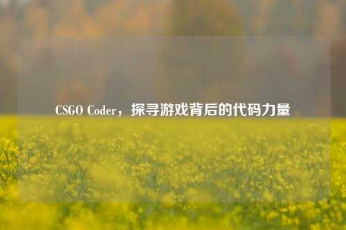 CSGO Coder，探寻游戏背后的代码力量