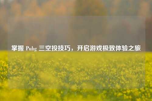 掌握 Pubg 三空投技巧，开启游戏极致体验之旅