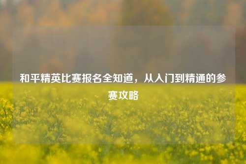 和平精英比赛报名全知道,从入门到精通的参赛攻略