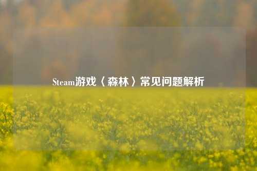 Steam游戏〈森林〉常见问题解析