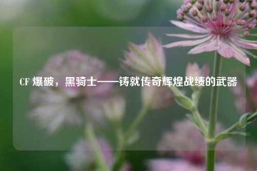 CF 爆破，黑骑士——铸就传奇辉煌战绩的武器