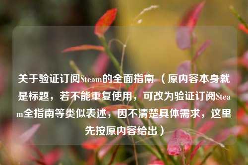 关于验证订阅Steam的全面指南 （原内容本身就是标题，若不能重复使用，可改为验证订阅Steam全指南等类似表述，因不清楚具体需求，这里先按原内容给出）