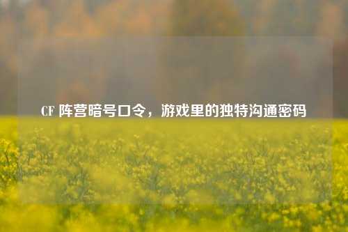 CF 阵营暗号口令,游戏里的独特沟通密码