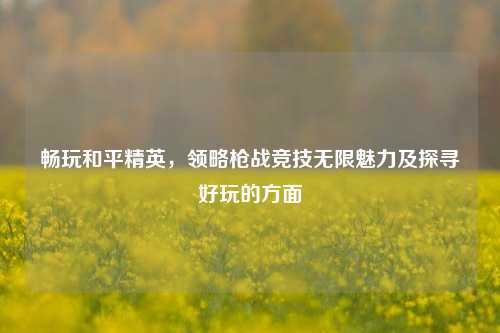 畅玩和平精英，领略枪战竞技无限魅力及探寻好玩的方面