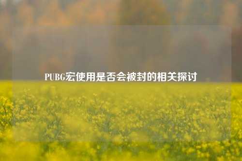 PUBG宏使用是否会被封的相关探讨