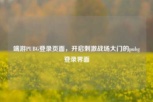端游PUBG登录页面，开启***战场大门的pubg登录界面