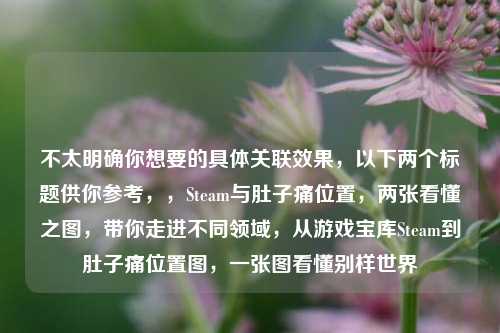 不太明确你想要的具体关联效果,以下两个标题供你参考,,Steam与肚子痛位置,两张看懂之图,带你走进不同领域,从游戏宝库Steam到肚子痛位置图,一张图看懂别样世界
