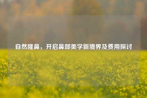 自然隆鼻，开启鼻部美学新境界及费用探讨