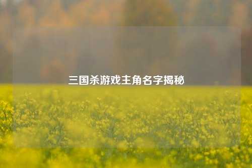 三国杀游戏主角名字揭秘