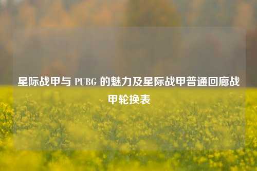 星际战甲与 PUBG 的魅力及星际战甲普通回廊战甲轮换表