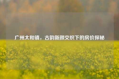 广州太和镇,古韵新颜交织下的房价探秘