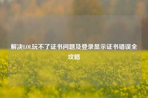 解决LOL玩不了证书问题及登录显示证书错误全攻略