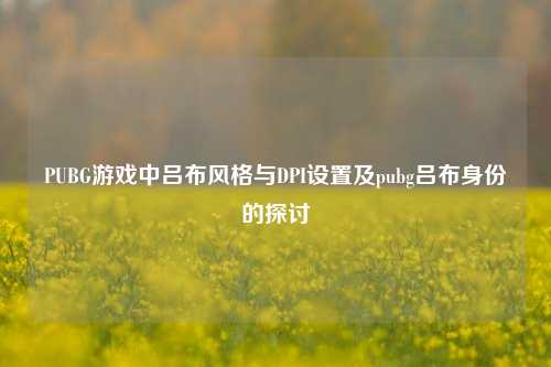 PUBG游戏中吕布风格与DPI设置及pubg吕布身份的探讨