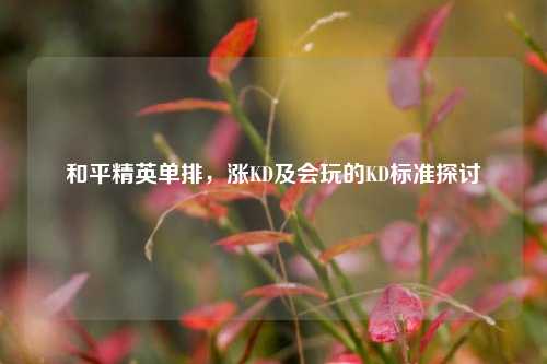 和平精英单排,涨KD及会玩的KD标准探讨