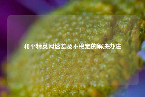 和平精英网速差及不稳定的解决办法