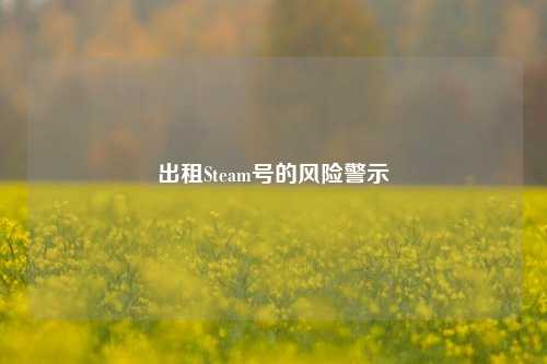 出租Steam号的风险警示