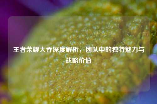 王者荣耀大乔深度解析,团队中的独特魅力与战略价值