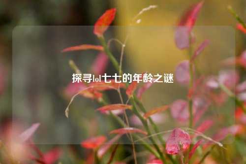 探寻lol七七的年龄之谜