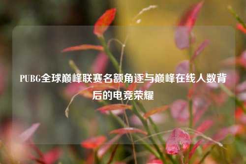 PUBG全球巅峰联赛名额角逐与巅峰在线人数背后的电竞荣耀