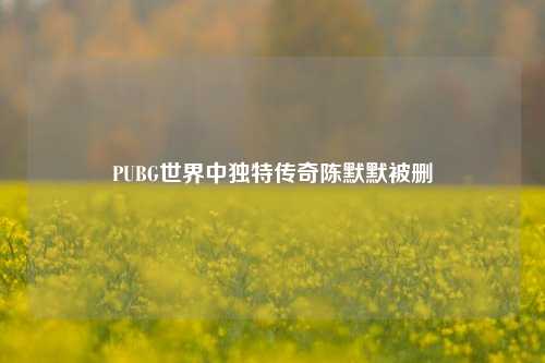 PUBG世界中独特传奇陈默默被删