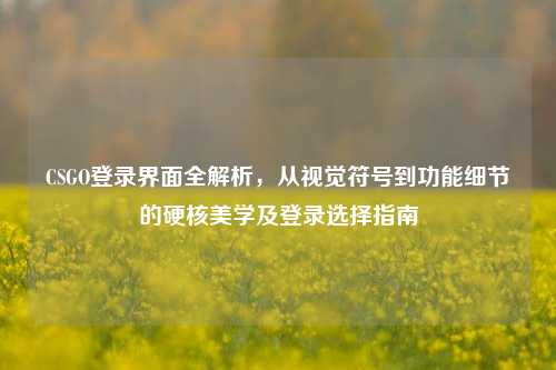 CSGO登录界面全解析，从视觉符号到功能细节的硬核美学及登录选择指南