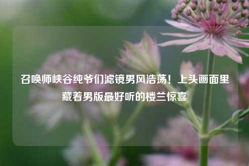 召唤师峡谷纯爷们滤镜男风浩荡!上头画面里藏着男版更好听的楼兰惊喜