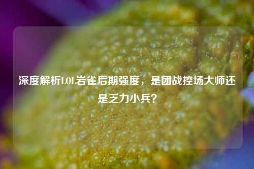 深度解析LOL岩雀后期强度,是团战控场***还是乏力小兵?